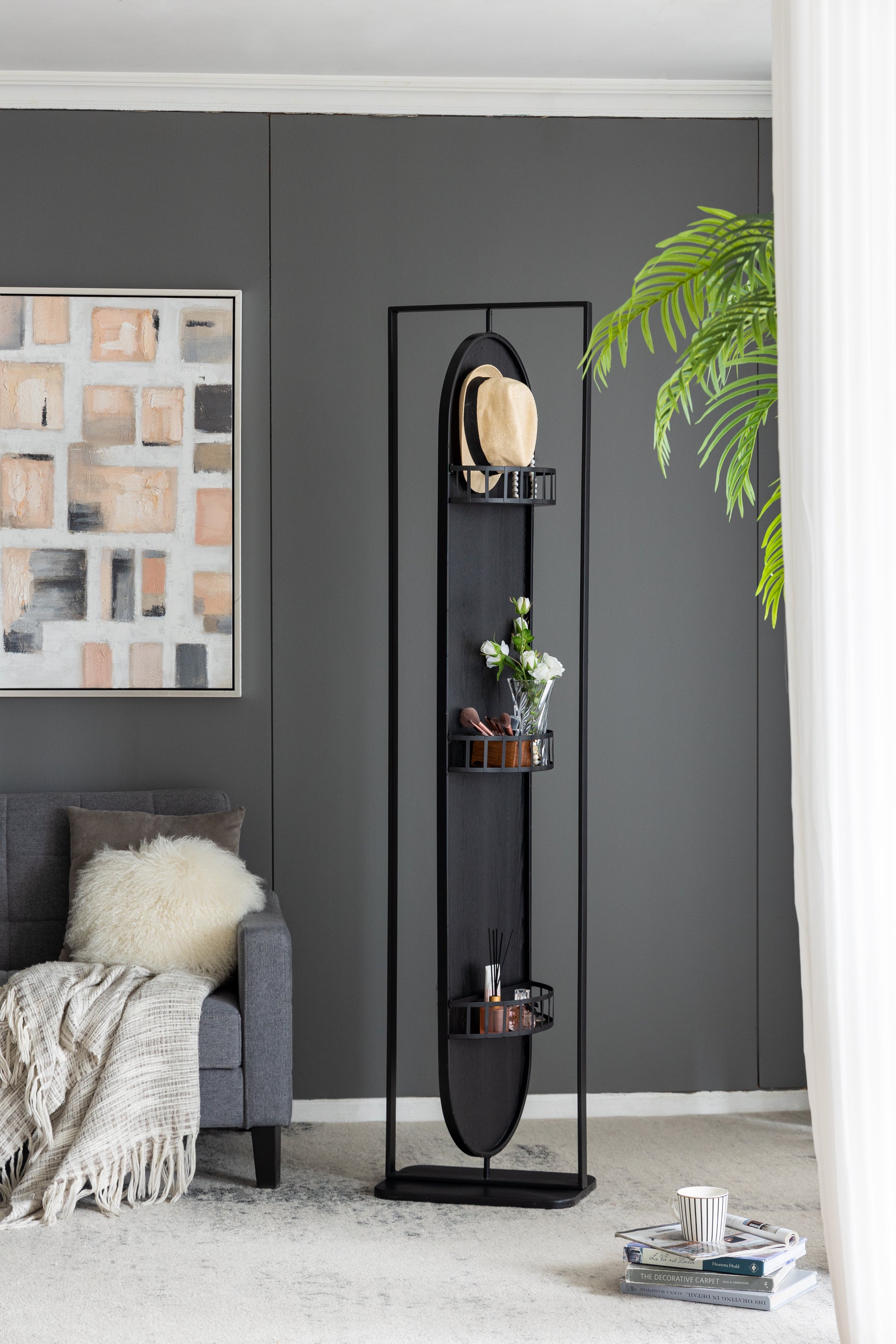 18" X 12" X78" Full Length Standing Mirror, 360 Swivel Floor Mirror For Bedroom Living Room Vanity Entryway Black Iron