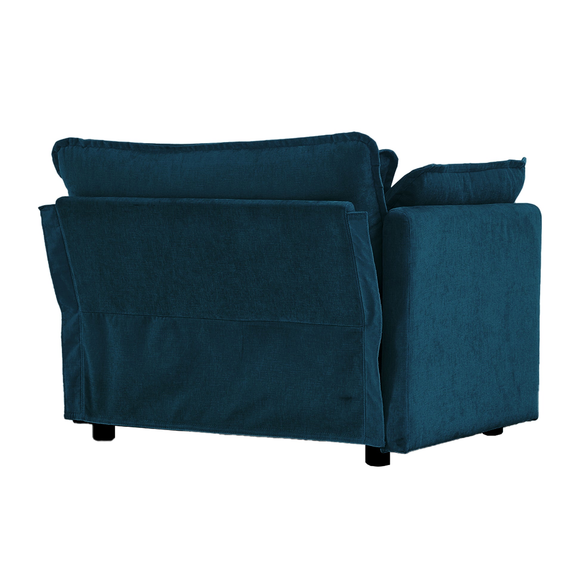 Comfy Deep Single Seat Sofa Upholstered Reading Armchair Living Room Chair Blue Chenille Fabric1 Toss Pillow Blue Chenille 1 Seat
