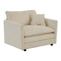 Comfy Deep Single Seat Sofa Upholstered Reading Armchair Living Room Chair Beige Chenille Fabric1 Toss Pillow Beige Chenille 1 Seat