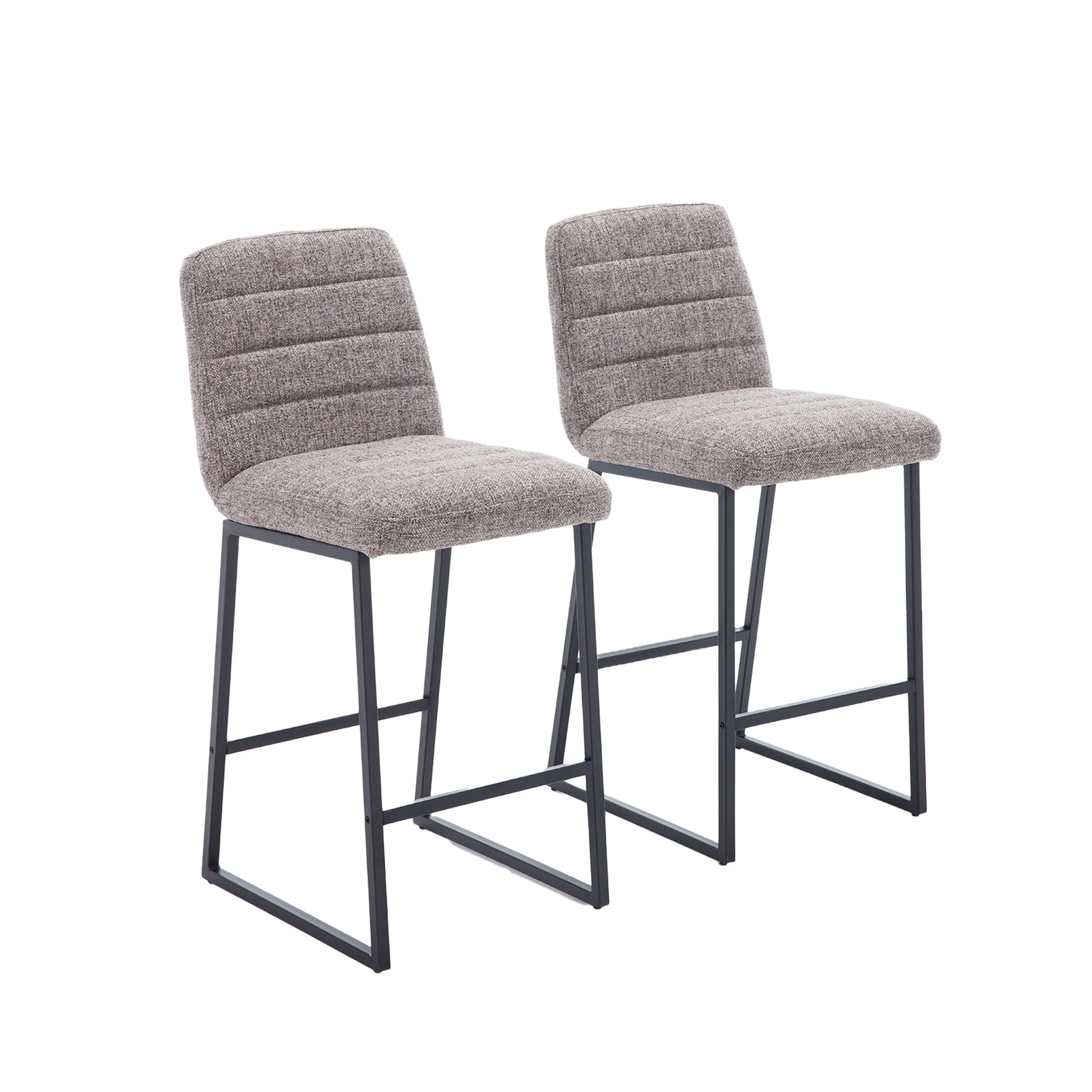 Low Bar Stools Set Of 2 Bar Chairs For Living Room Party Room Kitchen,Upholstered Linen Fabric Kitchen Breakfast Bar Stools With Footrest,Coffee Coffee Kitchen Foam Dry Clean Modern Bar Stools Foam Linen
