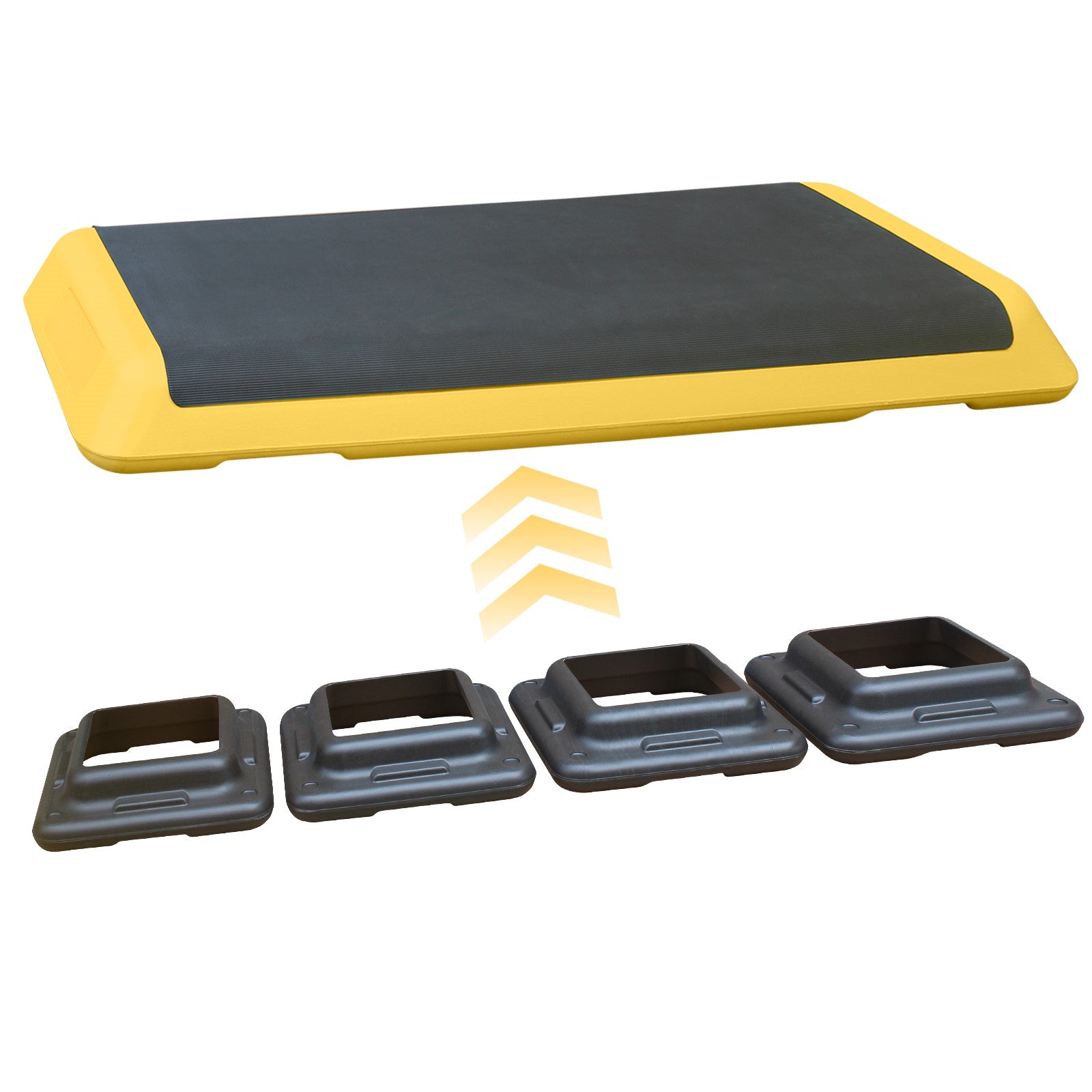 Adjustable Aerobic Step Workout Step With 4 Risers Fitness & Exercise Platform Trainer Yellow Yellow Plastic