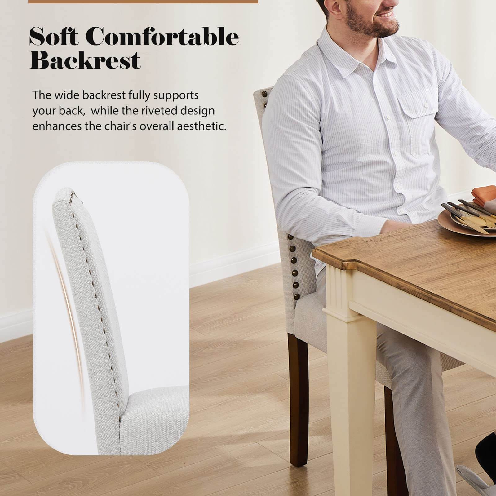 Modern Armless Dining Chairs With Upholstered Fabric,Gray,2P Gray Wood