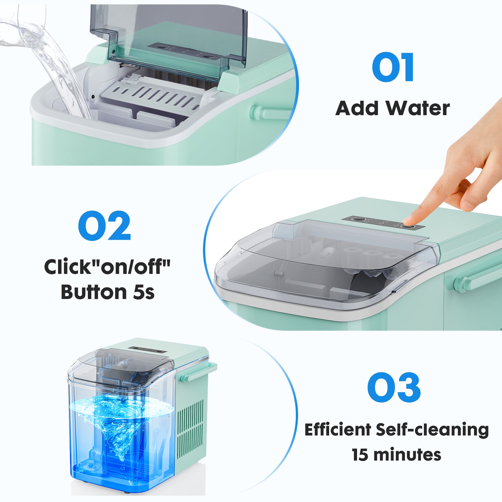 Small Portable Home Use Ice Maker,Green Green Iron