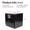 18 Inch Heavy Duty Aluminum Diamond Plate Tool Underbody Box, Waterproof Square Truck Storage Organizer Chest For Pick Up Truck Bed, Rv Trailer With T Handle Lock And Ke 18