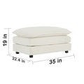 Free Combination Comfy Upholstery Modular Oversized L Shaped Sectional Sofa With Reversible Ottoman, White Chenille White Chenille 3 Seat