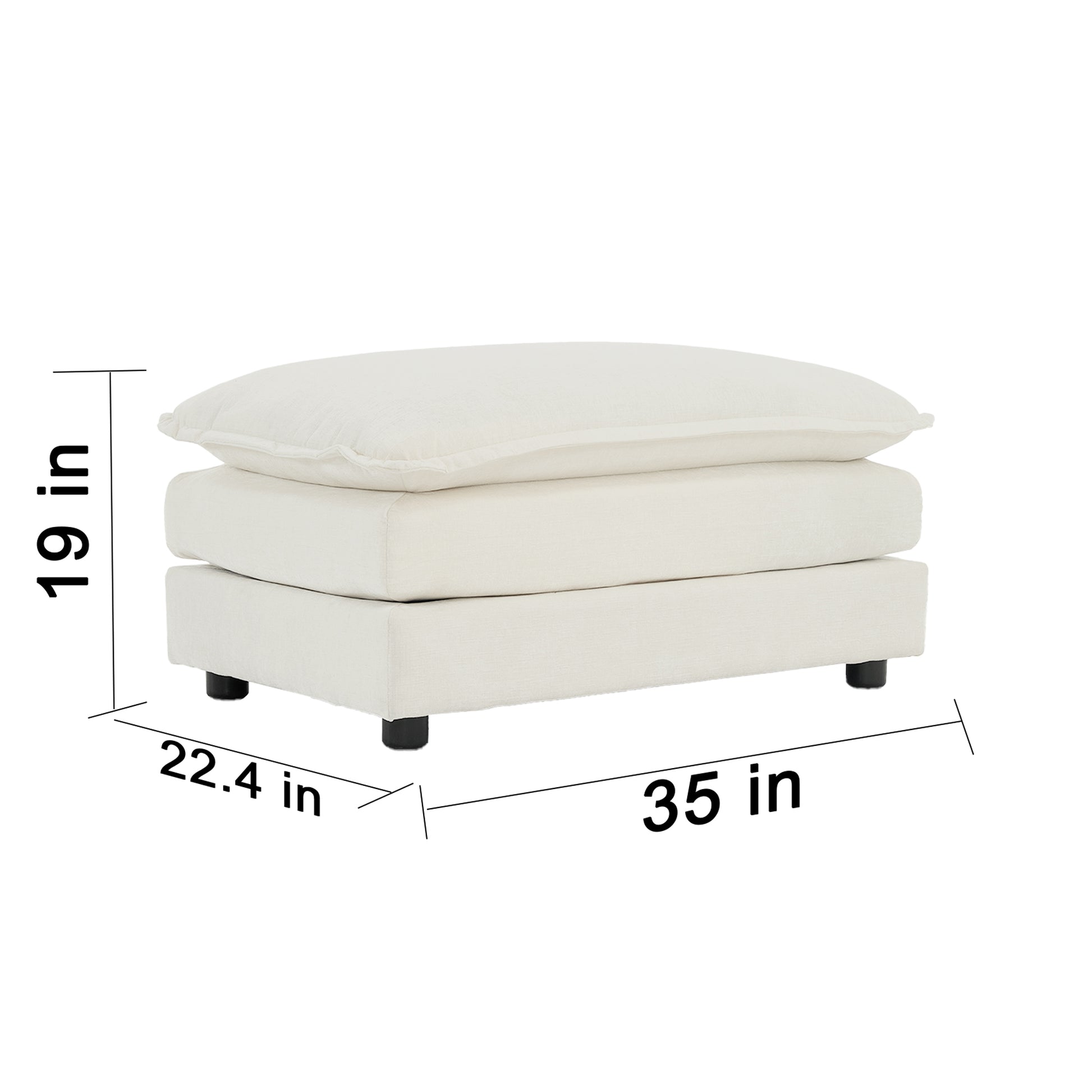 Free Combination Comfy Upholstery Modular Oversized L Shaped Sectional Sofa With Reversible Ottoman, White Chenille White Chenille 3 Seat