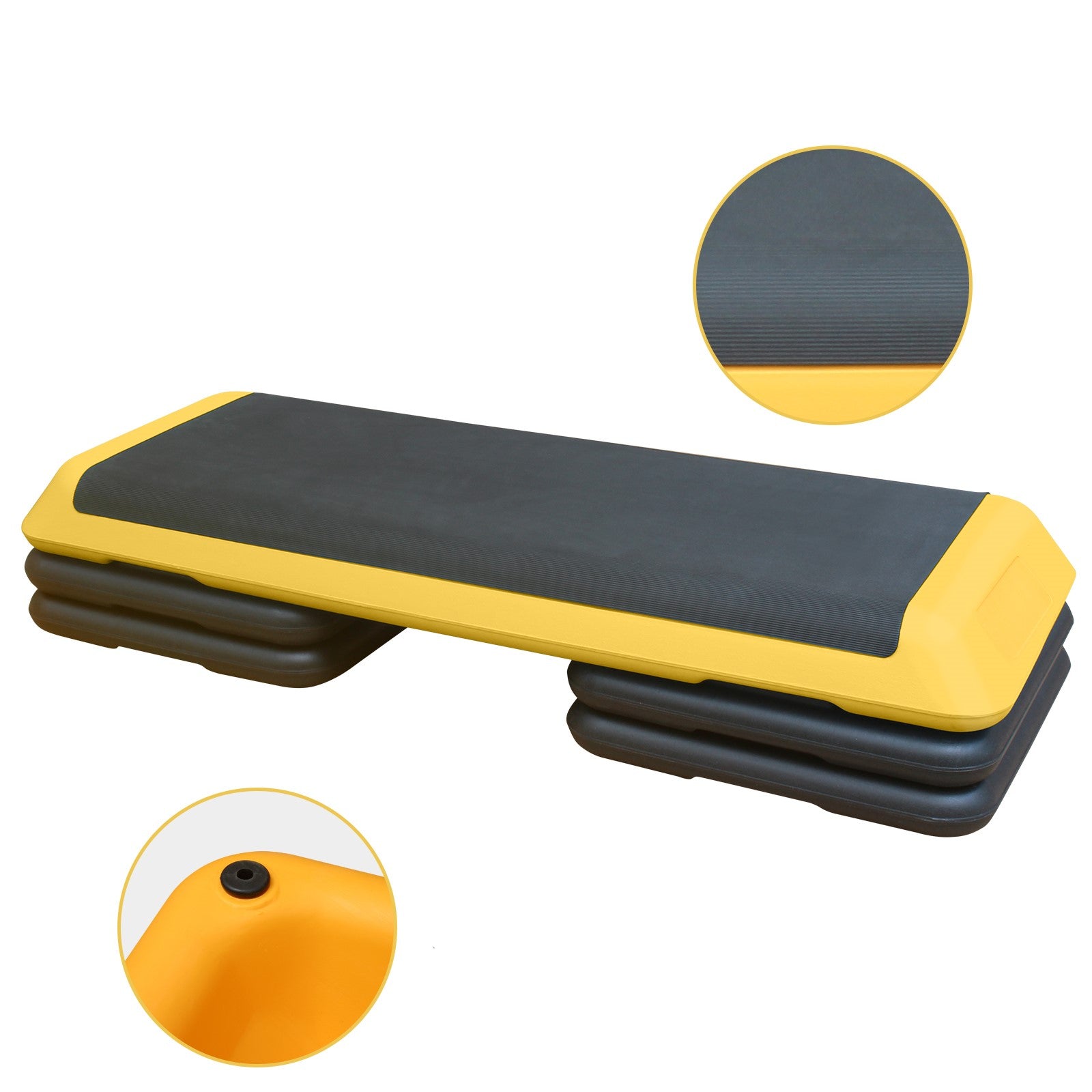 Adjustable Aerobic Step Workout Step With 4 Risers Fitness & Exercise Platform Trainer Yellow Yellow Plastic