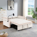 1 Versatile Foldable Sofa Bed In 3 Lengths, Modern Sofa Sofa Sofa Velvet Pull Out Bed, Adjustable Back And With Usb Port And Ashtray And Swivel Phone Stand Beige Beige Eucalyptus Solid Wood Mdf Resin
