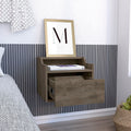 Busan Modern Floating Nightstandend Table, Side Table Single Drawer Design With Sleek Two Tiered Top Shelf Surfaces Dark Brown Bedroom Brown Particle Board Particle Board