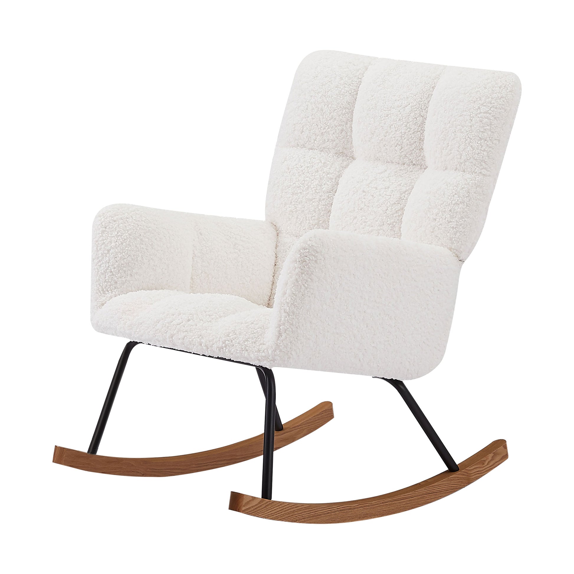 Comfy Upholstered Lounge Chair Rocking Chair With High Backrest, For Nursing Baby, Reading, Napping Off White Off White Foam Boucle