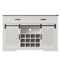 Farmhouse Storage Sideboard Buffet Coffee Bar Cabinet With Sliding Barn Door, 3 Drawers, Wine And Glass Rack White & Oak White Oak Engineered Wood