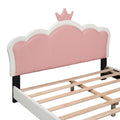 Full Size Upholstered Princess Bed With Crown Headboard,Full Size Platform Bed With Headboard And Footboard, White Pink Full White Pu