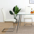 Modern Dining Chairs With Faux Leather Padded Seat Dining Living Room Chairs Upholstered Chair With Chrome Metal Legs Design For Kitchen, Living, Bedroom, Dining Room Side Chairs Set Of 2 White