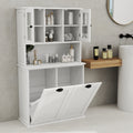 Two Compartment Tilt Out Dirty Laundry Basket Tall Bathroom Cabinet With 2 Adjustable Shelves White White Mdf