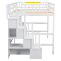 Full Size Loft Bed With Built In Desk, Bookshelves And Storage Staircase,White Old Sku:W504S00110 Full White Pine