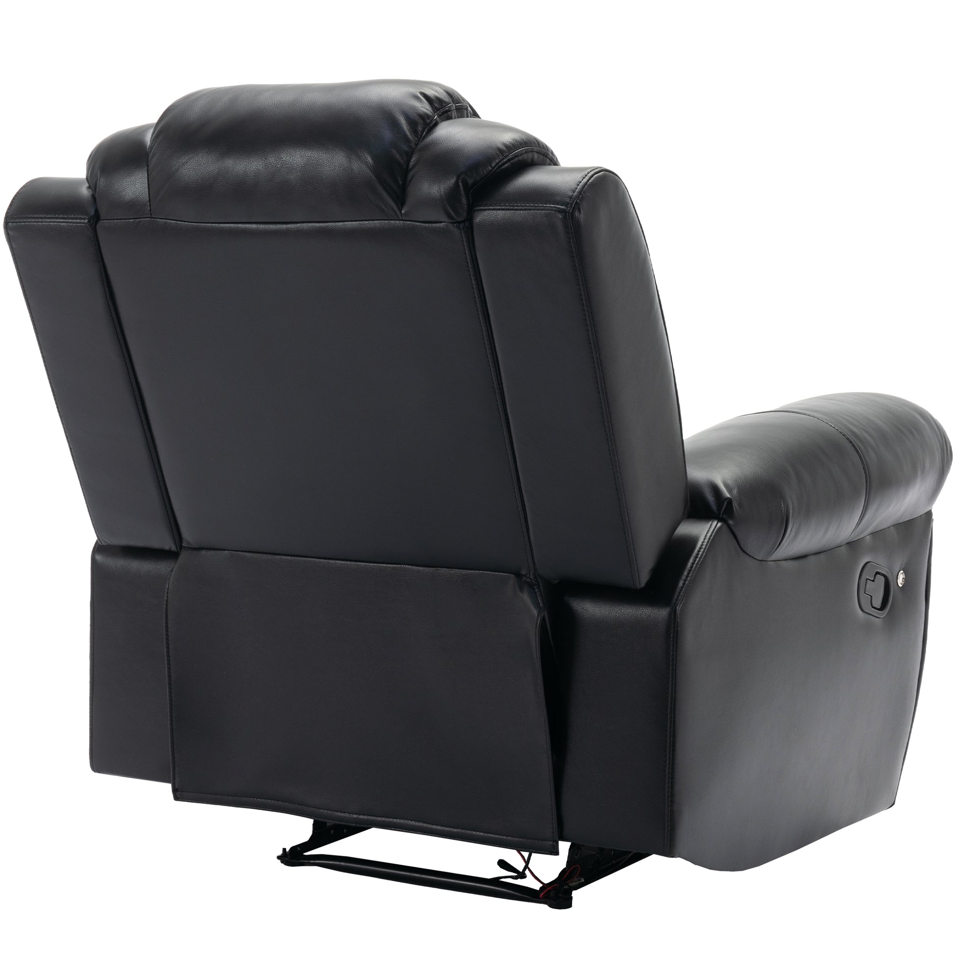 Home Theater Seating Manual Recliner Chair With Led Light Strip For Living Room,Bedroom, Black Black Foam Faux Leather