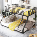 Metal Floor Bunk Bed, Twin Xl Over Queen, Black Black Metal