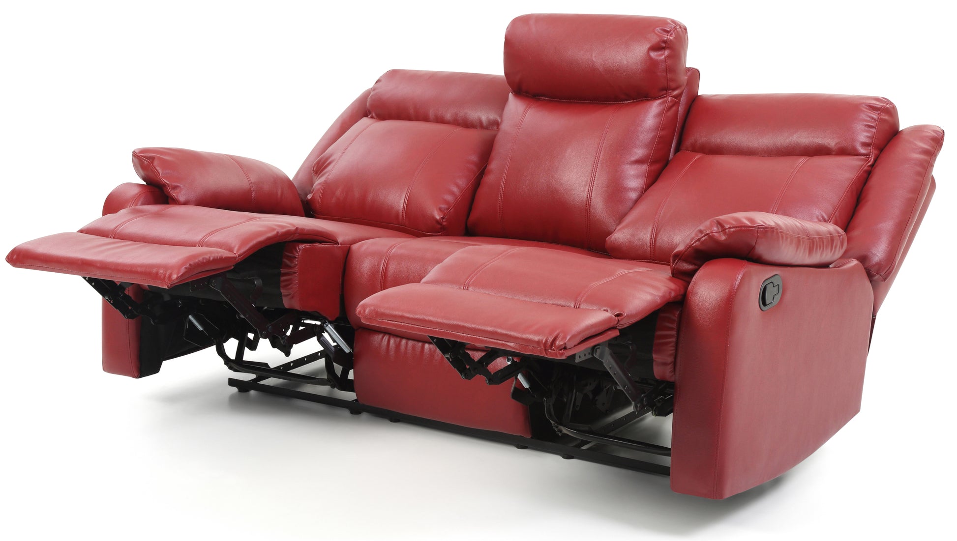 Ward G765A Rs Double Reclining Sofared Red Faux Leather Manual Handle Primary Living Space Medium Firm Tight Back Pillow Top Arms Foam Pu