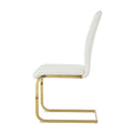 Modern Dining Chairs With Faux Leather Padded Seat Dining Living Room Chairs Upholstered Chair With Gold Metal Legs Design For Kitchen, Living, Bedroom, Dining Room Side Chairs Set Of 2 White Gold