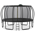 16Ft Trampoline For Kids With Upgraded Arcpole And Composite Toploop For Safety Enclosure, Plus Basketball Board And 12 Ground Stakes, Outdoor Recreational Playset Balance Physical Training Trampoline Black Metal