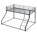 Metal Floor Bunk Bed, Twin Xl Over Queen, Black Black Metal