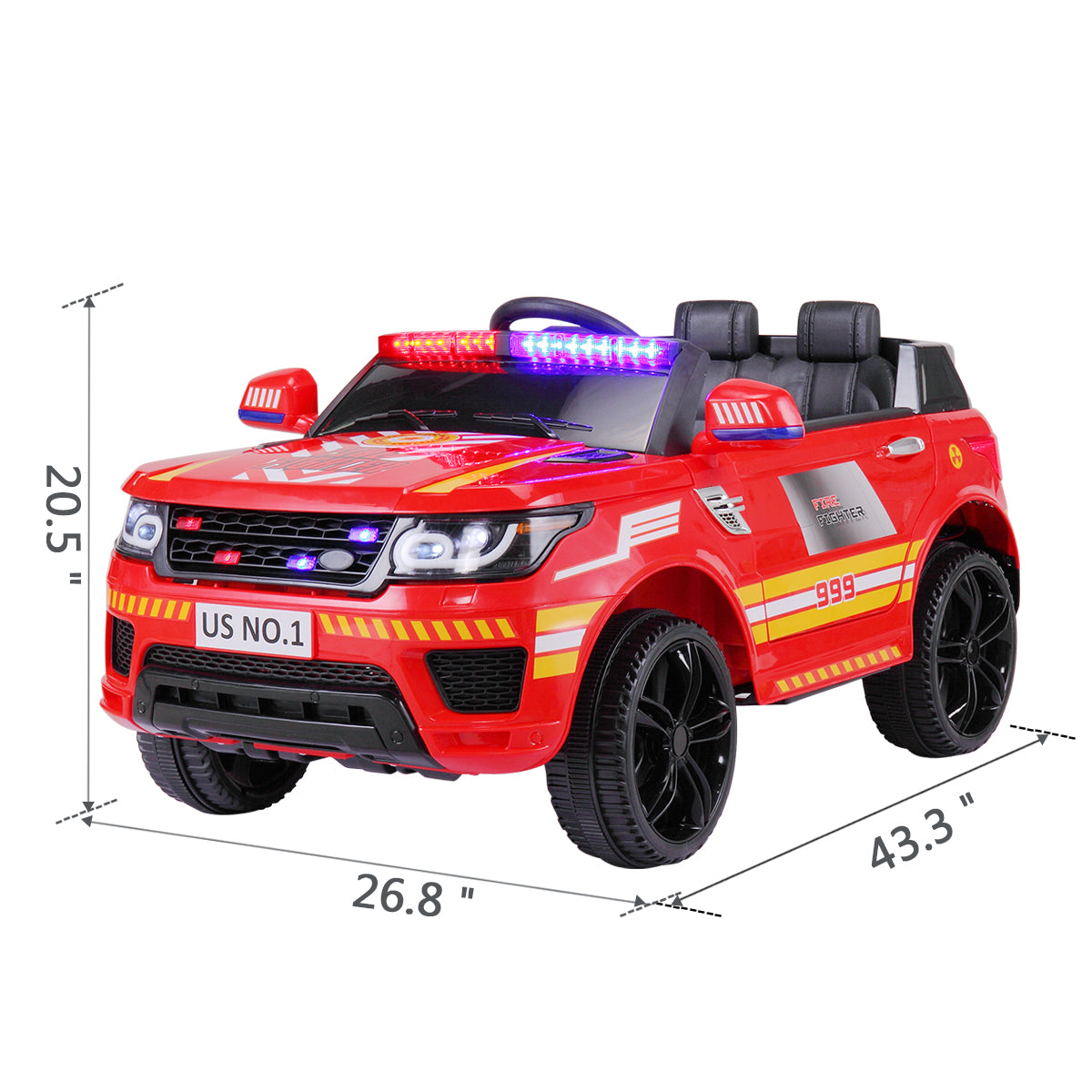 12V Kid Ride On Police Car With Parental Remote Control, Battery Powered Electric Truck With Siren, Flashing Lights, Music, Spring Suspension, Red Red Polypropylene
