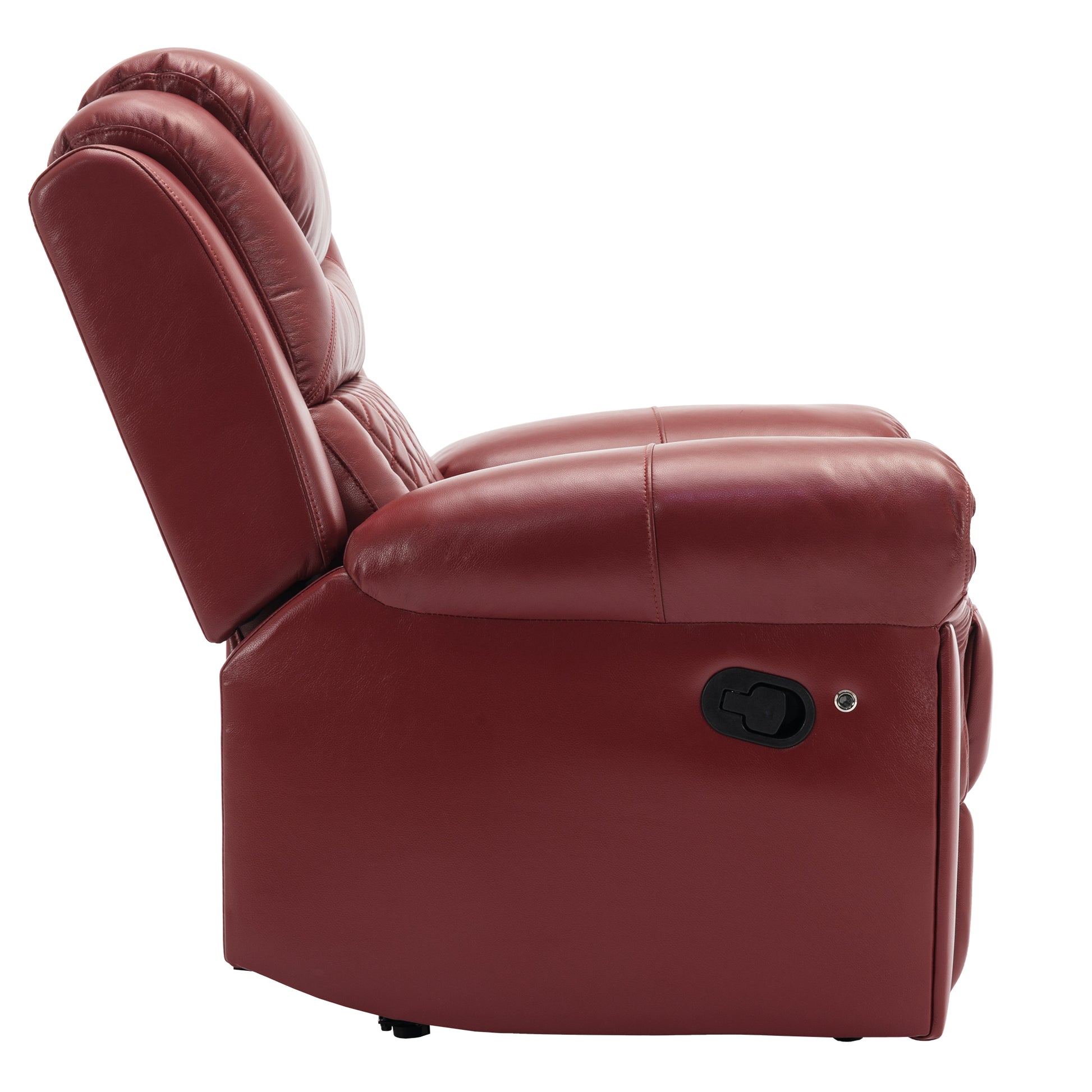3 Pieces Recliner Sofa Sets Home Theater Seating Manual Recliner Chair With Center Console And Led Light Strip For Living Room, Wine Red Wine Red Foam Faux Leather