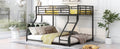 Metal Floor Bunk Bed, Twin Xl Over Queen, Black Black Metal