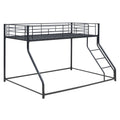 Metal Floor Bunk Bed, Twin Xl Over Queen, Black Black Metal