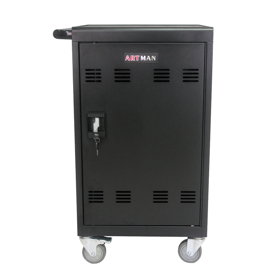 Mobile Charging Cart And Cabinet For Tablets Laptops 32 Device Matt Black Steel Metal