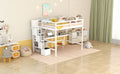 Full Size Loft Bed With Built In Desk, Bookshelves And Storage Staircase,White Old Sku:W504S00110 Full White Pine