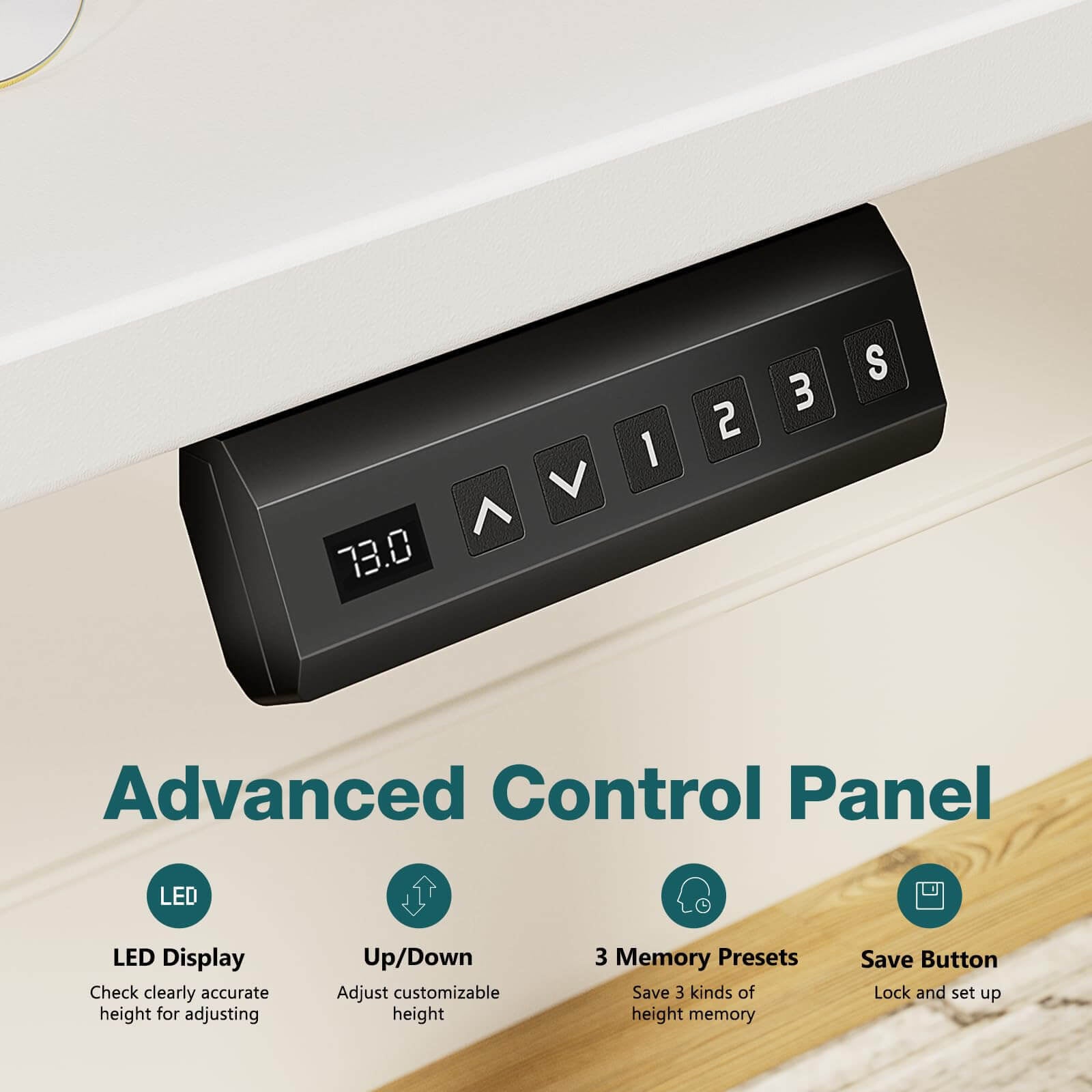 Electric Height Adjustable Standing Desk,Sit To Stand Ergonomic Computer Desk,White,63'' X 24" White Wood