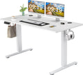 Electric Height Adjustable Standing Desk,Sit To Stand Ergonomic Computer Desk,White,55'' X 24