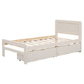 Modern Design Twin Size Platform Bed Frame With 2 Drawers For White Washed Color Twin White Washed Rubber Wood