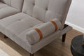 Convertible Sofa Bed Futon With Solid Wood Legs Linen Fabric Light Grey Light Grey Fabric 2 Seat
