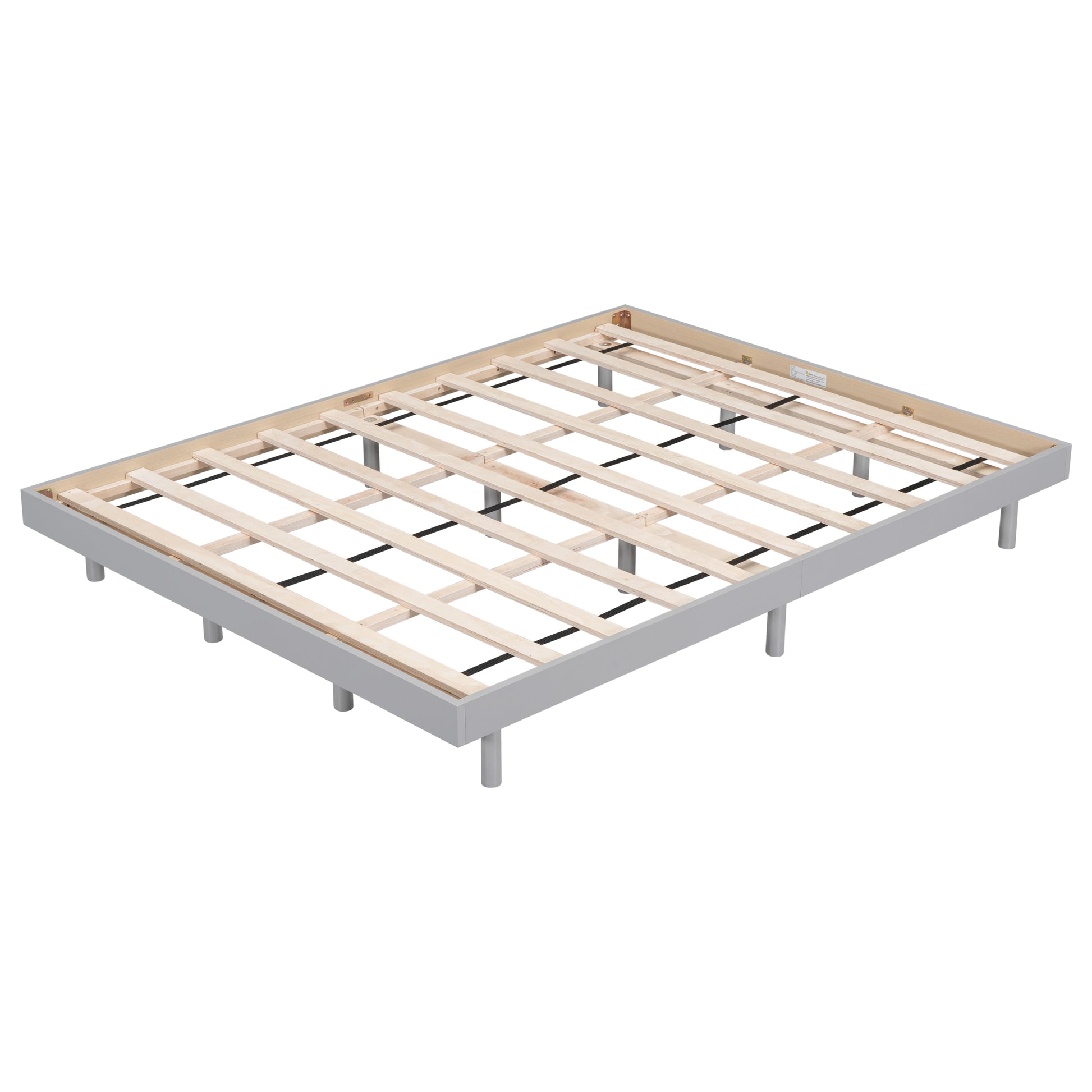 Modern Design Queen Floating Platform Bed Frame For Grey Color Grey Particle Board