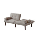 Convertible Sofa Bed Futon With Solid Wood Legs Linen Fabric Light Grey Light Grey Fabric 2 Seat