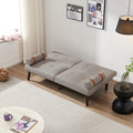 Convertible Sofa Bed Futon With Solid Wood Legs Linen Fabric Light Grey Light Grey Fabric 2 Seat