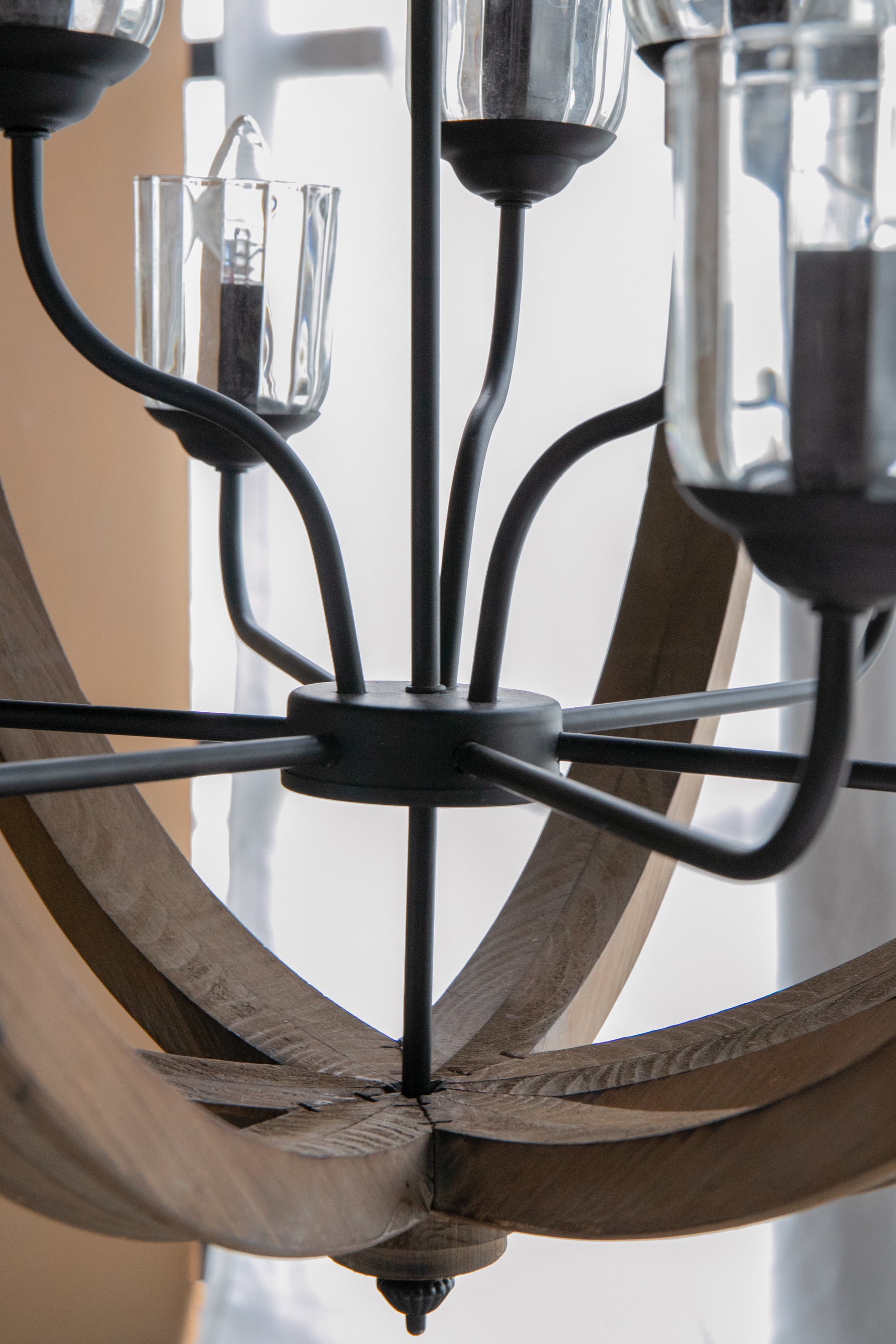 9 Light Globe Chandelier, Wood Chandelier Hanging Light Fixture With Adjustable Chain For Kitchen Dining Room Foyer Entryway, Bulb Not Included Brown Wood