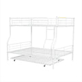 Full Xl Over Queen Metal Bunk Bed With Trundle, White Full Xl White Iron