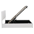 Queen Size Upholstered Platform Bed With A Hydraulic Storage System White White Upholstered