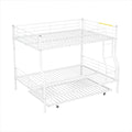 Full Xl Over Queen Metal Bunk Bed With Trundle, White Full Xl White Iron