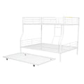 Full Xl Over Queen Metal Bunk Bed With Trundle, White Full Xl White Iron