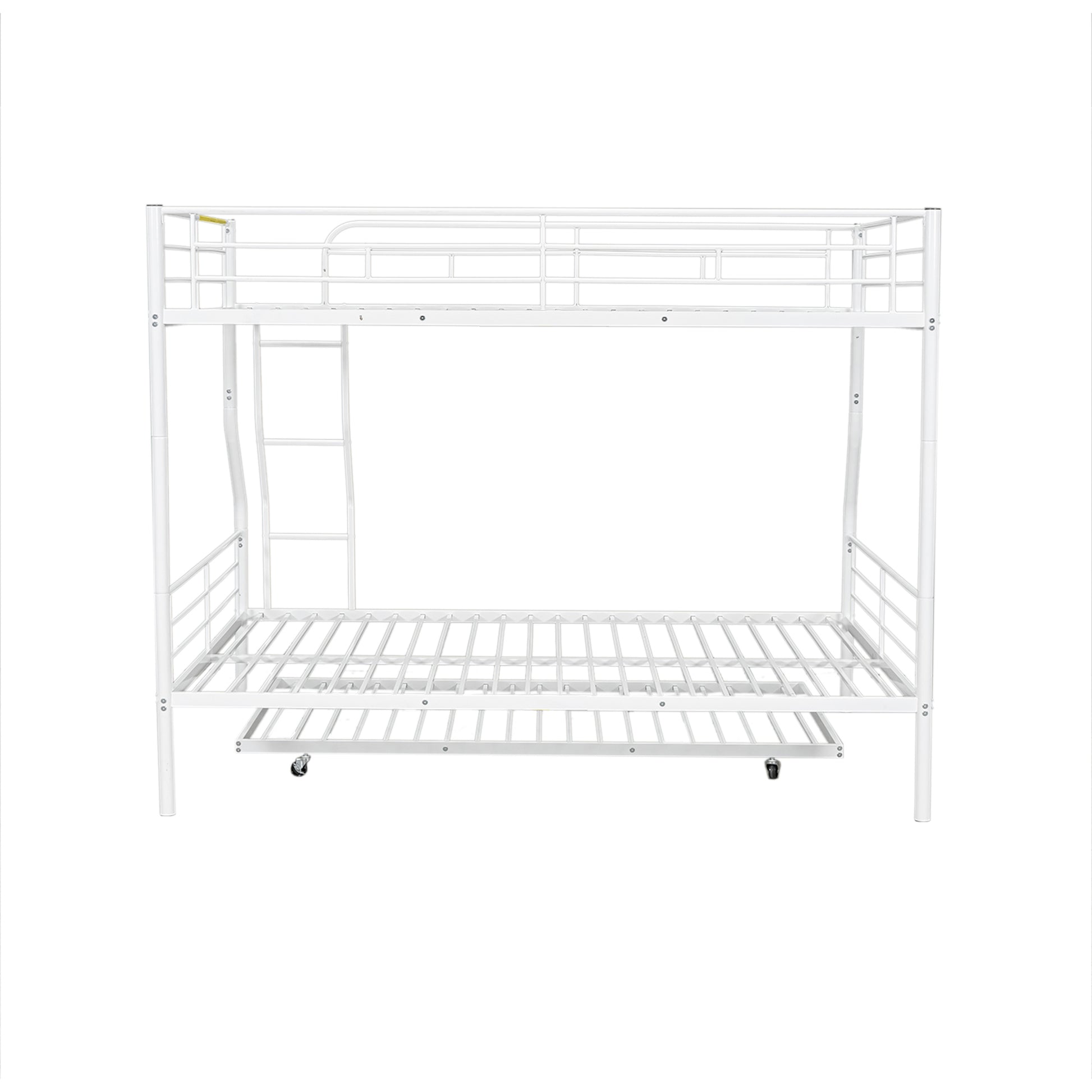 Full Xl Over Queen Metal Bunk Bed With Trundle, White Full Xl White Iron