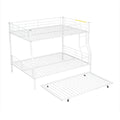 Full Xl Over Queen Metal Bunk Bed With Trundle, White Full Xl White Iron