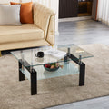 Tempered Clear Glass Coffee Table, 2 Layers Coffee Table Living Room Center Table Transparent Glass