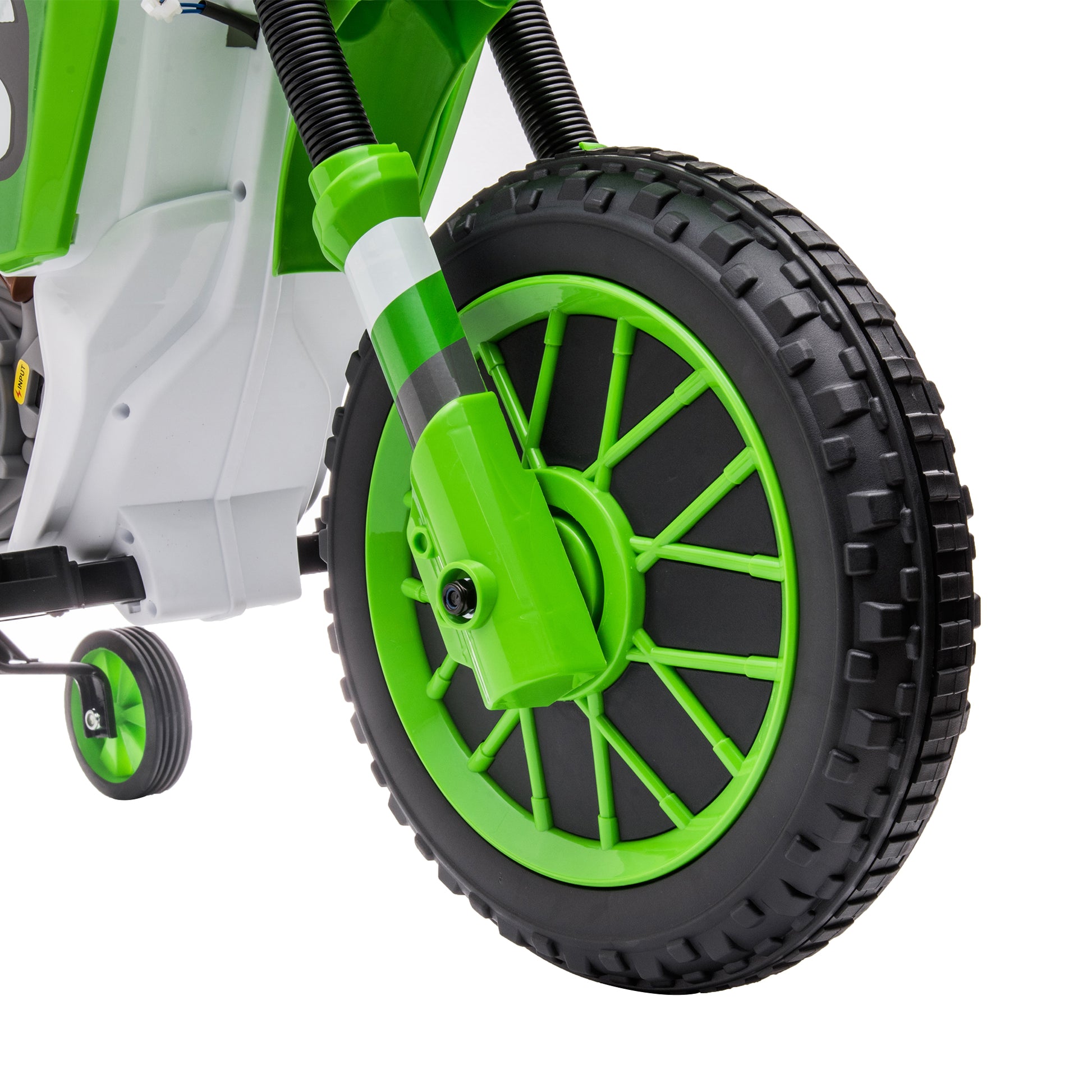 12V Kids Ride On Toy Motorcycle, Electric Motor Toy Bike With Training Wheels For Kids 3 6, Green Green Polypropylene