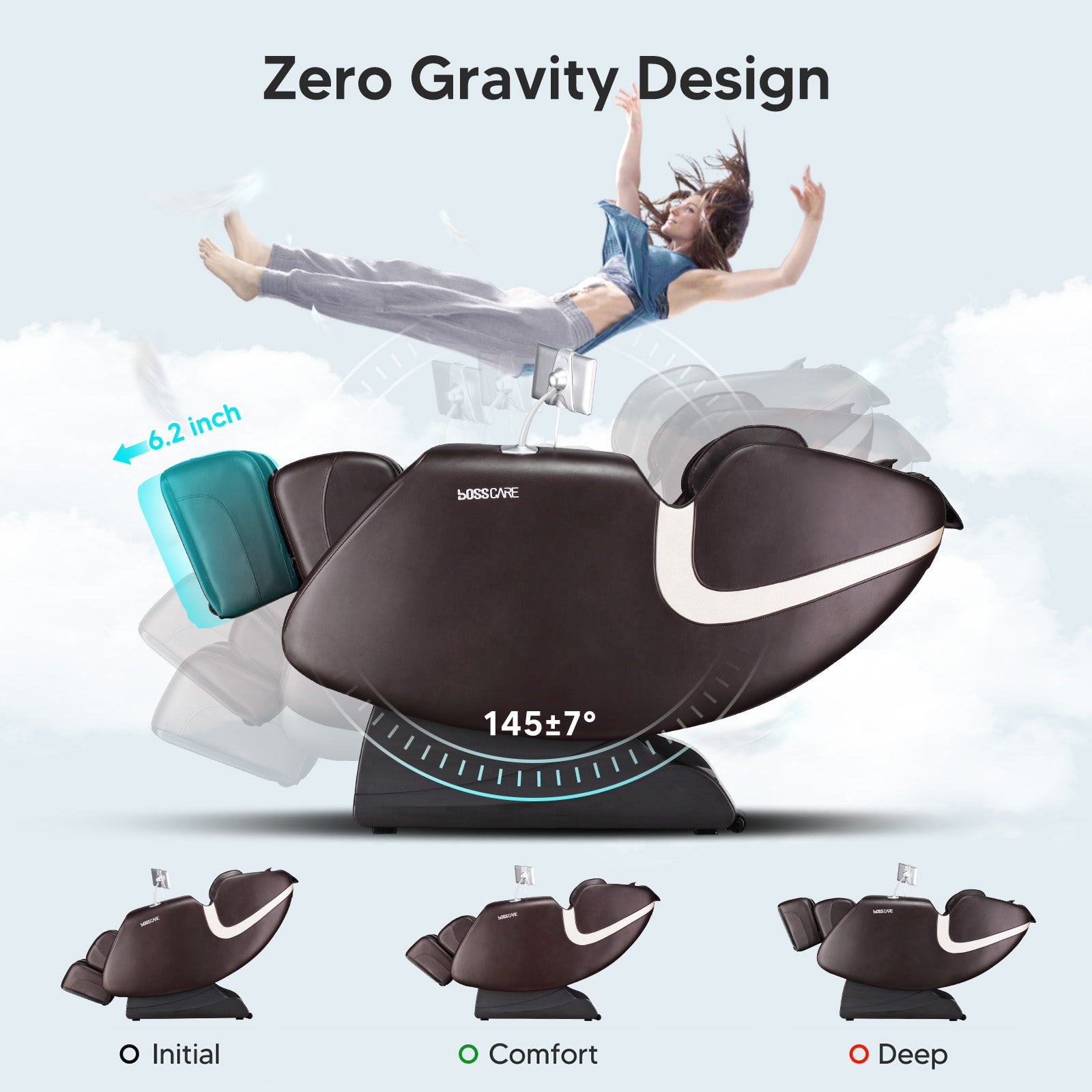 Bosscare 2023 Massage Full Body Chairs With Ai Voice, App Control Zero Gravity Shiatsu Recliner Massage Chair Brown Brown Leather Leather