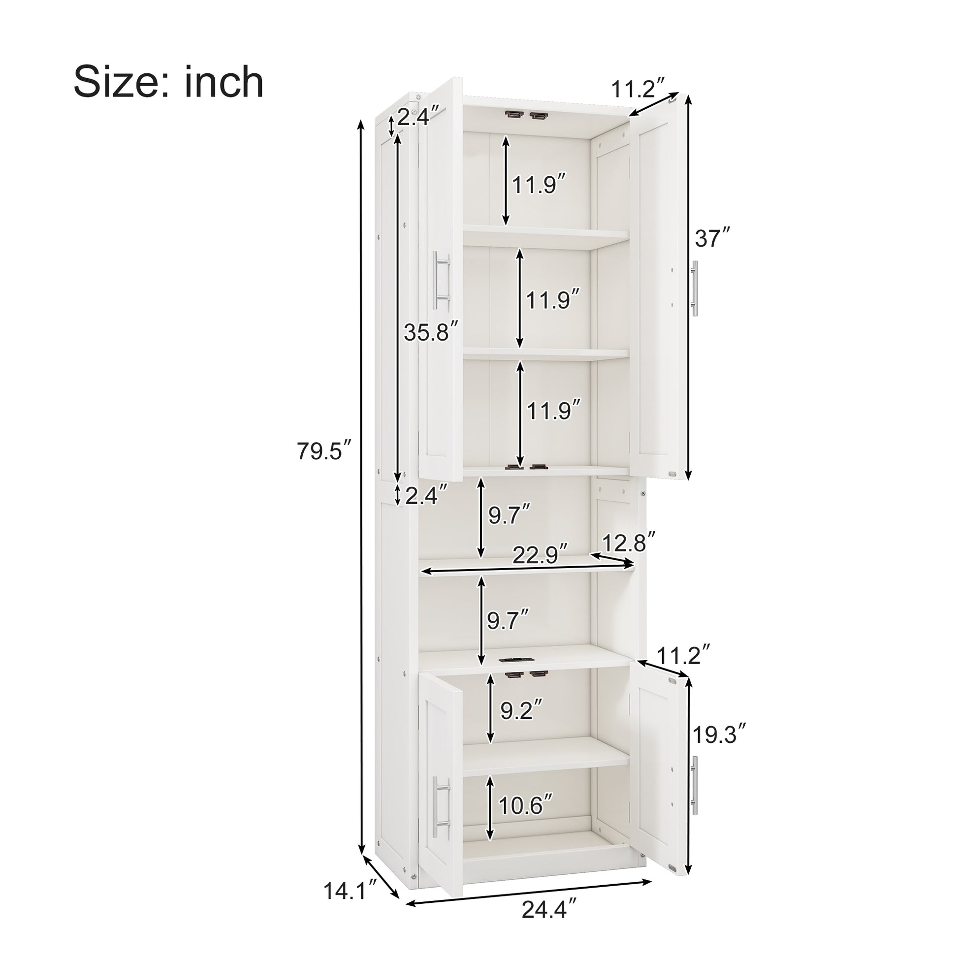 Queen Size Murphy Bed With 2 Side Cabinet Storage Shelves, 68 Inch Cabinet Bed Folding Wall Bed With Desk Combo Perfect For Guest Room, Study, Office,White Old Sku:Bs400491Aac Box Spring Not Required Queen White Wood White Pine Murphy Solid Wood Mdf