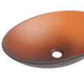 Tempered Glass Matte Bathroom Vessel Sink, Oval Bathroom Basin Tempered Glass Matt Tea Brown Bathroom Modern Glass